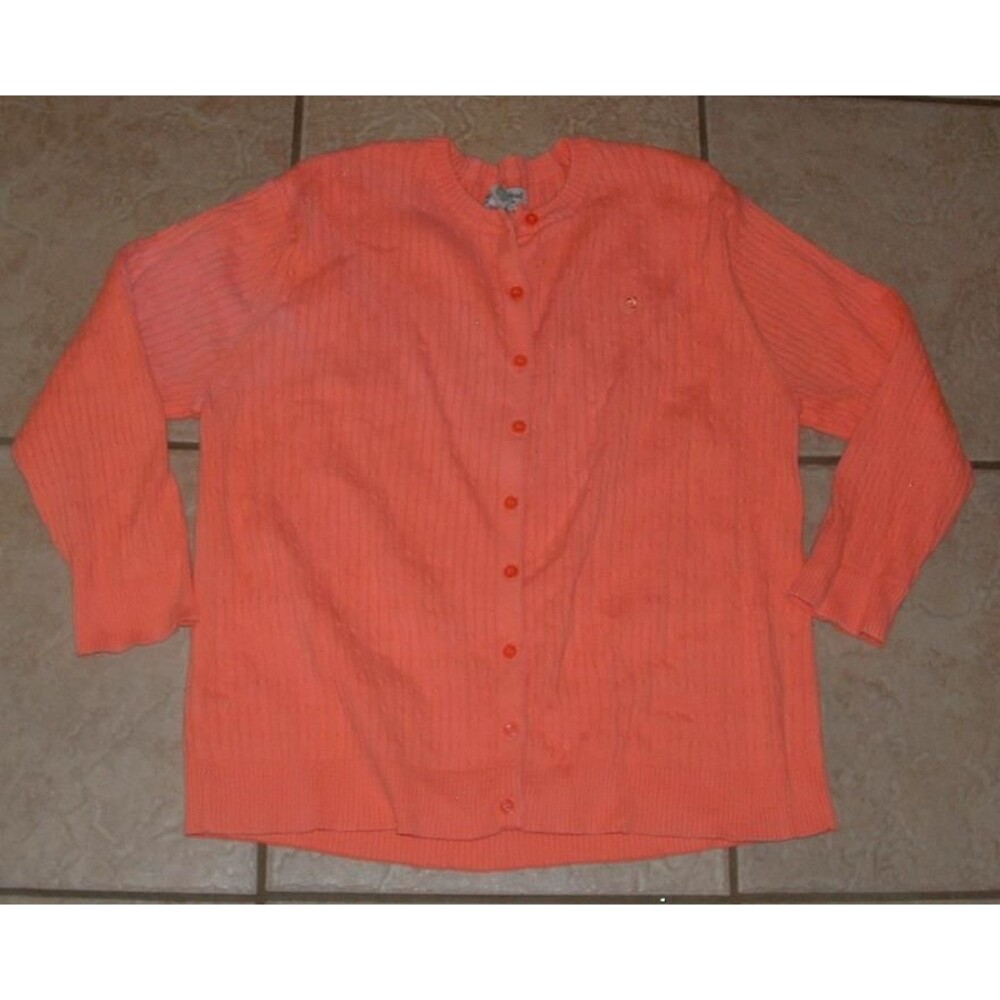 DUCK HEAD Bright Melon Sz Large Casual or Dress Cable Knit Cardigan Sweater